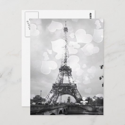 Paris Post Card, Eiffeltoren in B/W Briefkaart (Voorkant / Achterkant)