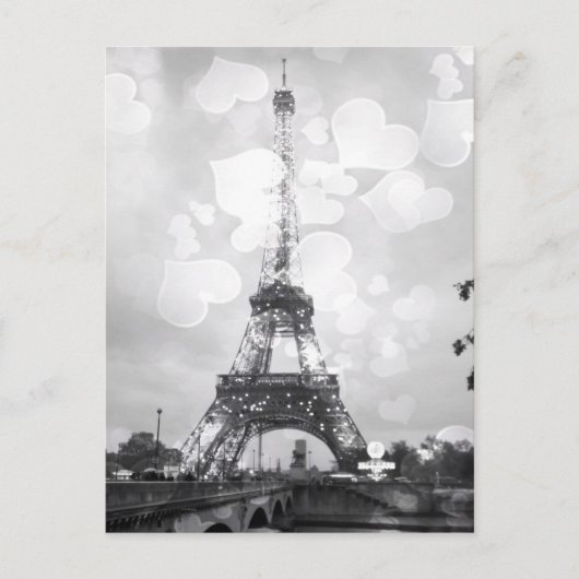 Paris Post Card, Eiffeltoren in B/W Briefkaart (Voorkant)