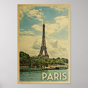 Paris Poster Vintage Travel Eiffel Tower Frankrijk