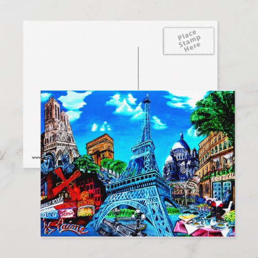 Paris Postkarte Briefkaart (Voorkant / Achterkant)