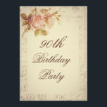 Paris Postmarks Chic Rozen 90th Birthday Kaart<br><div class="desc">Elegant gepersonaliseerde / gepersonaliseerde op maat gemaakte viering van het 90ste verjaardagsfeest voor vrouwen. Mooie, romantische, Edwardiaanse collage met roze rozenbloemen met een antiek Parijs, Frankrijk plaatst het lijst op een mooie antiek roomkleurige achtergrond. Dit zijn stijlvolle, klastige, trendy, glamoureuze, ouderwetse bloemlezersuitnodigingen met modieuze Franse, parijse postzegels en oud, vette...</div>