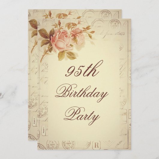  Paris Postmarks Chic Rozen 95th Birthday Kaart (Voorkant / Achterkant)