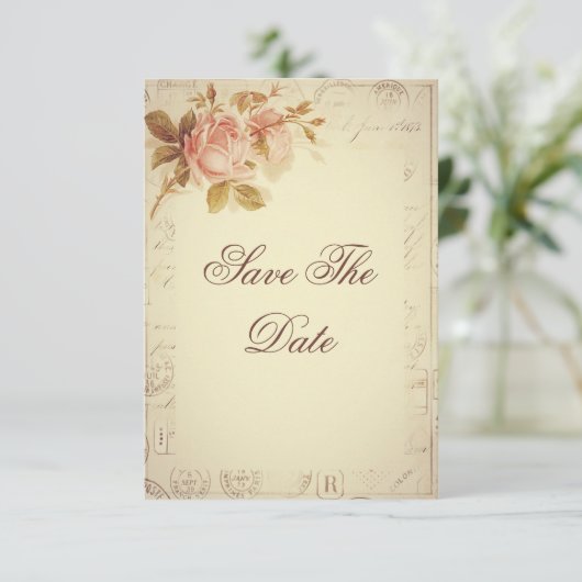 Paris Postmarks Chic Rozen Sweet 16 Save The Date (Staand voorkant)