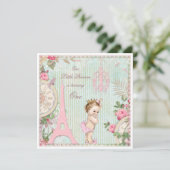  Paris Princess Shabby Chic 1e Verjaardag Kaart (Staand voorkant)