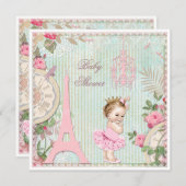 Paris prinses in Tutu Shabby Chic Baby shower Kaart (Voorkant / Achterkant)
