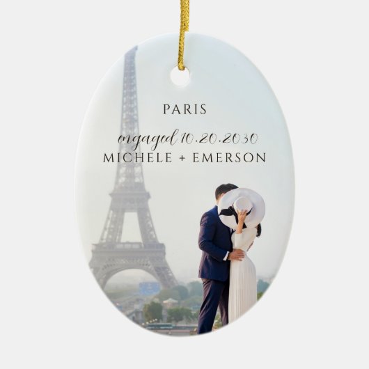 Paris Proposal Engagement Photo keepsake Keramisch Ornament (Voorkant)