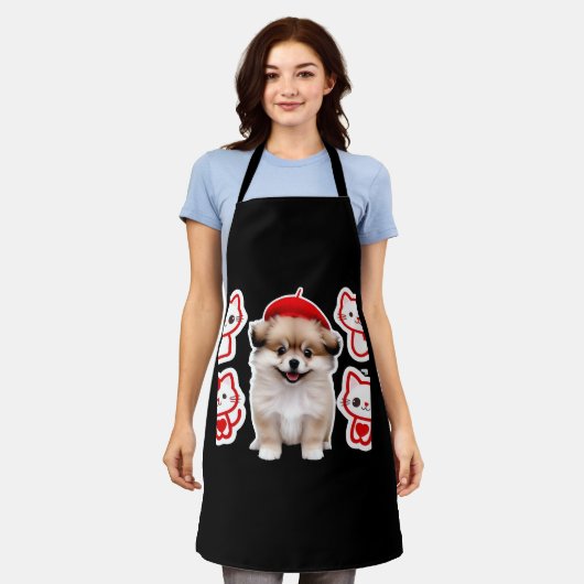 Paris Pup & Kat Crew – Schattigee Berethond en -ka Schort (Gedragen)