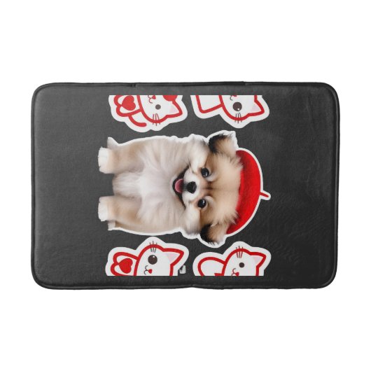 Paris Pup & Kitty Crew � Cute Beret Hond en Kat Badmat (Voorkant)