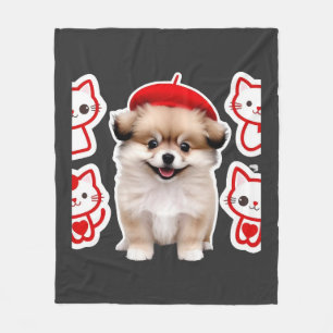 Paris Pup & Kitty Crew � Cute Beret Hond en Kat Fleece Deken