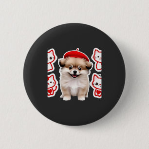 Paris Pup & Kitty Crew � Cute Beret Hond en Kat Ronde Button 5,7 Cm