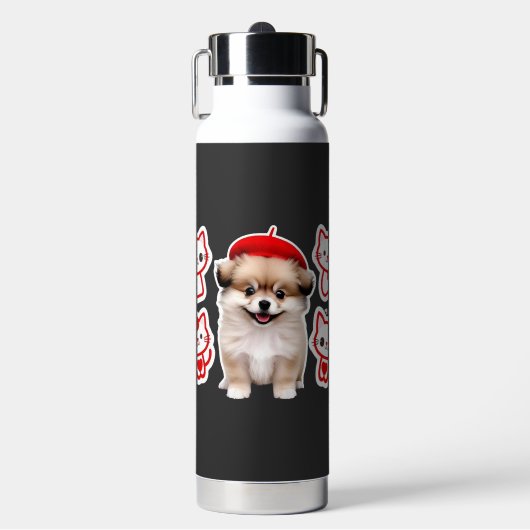 Paris Pup & Kitty Crew � Mutsje Hond en Kat Waterfles (Voorkant)