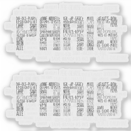 Paris Quarters Typographic Word Art Sticker (Voorkant)