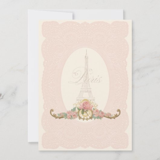 Paris Quinceañera Blush Gold w Chandelier Kaart (Achterkant)