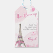 Paris Quinceanera Roze Eiffeltoren Dank u Cadeaulabel (Voorkant)
