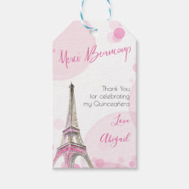 Paris Quinceanera Roze Eiffeltoren Dank u Cadeaulabel