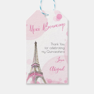 Paris Quinceanera Roze Eiffeltoren Dank u Cadeaulabel