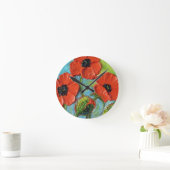 Paris Red Poppies Wall Clock Ronde Klok (Huis)