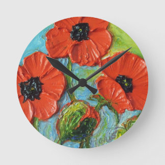 Paris Red Poppies Wall Clock Ronde Klok