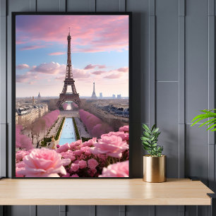 Paris Reizen Eiffeltoren Rozen Poster