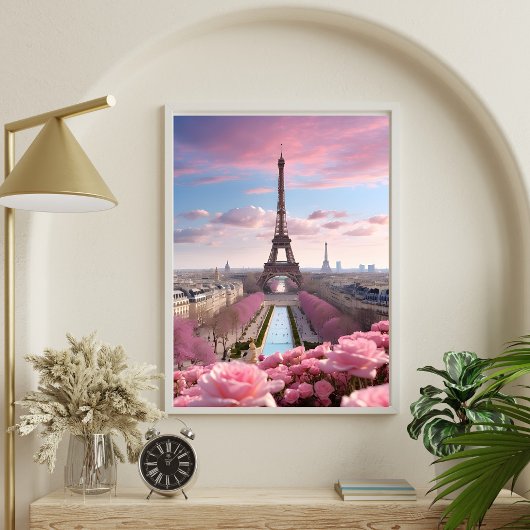 Paris Reizen Eiffeltoren Rozen Poster