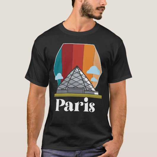 Paris Retro Louvre Museum Frankrijk Art T-shirt (Voorkant)