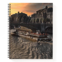 Paris Rivier Muurkunst Stadsgezicht Zonsondergang 