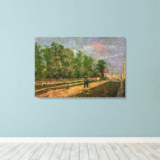 Paris Road with Peasant by Vincent van Gogh Canvas Afdruk (Insitu (Houten vloer))