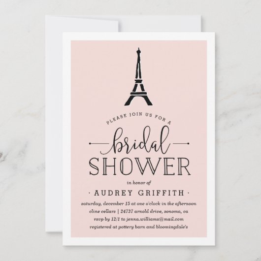 Paris Romance Bridal Shower Kaart (Voorkant)