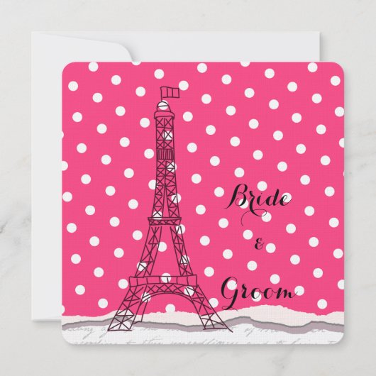 Paris Romance bruiloft Kaart (Achterkant)