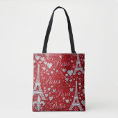Paris Romance Eiffeltoren & Harten Tote Bag (Voorkant)