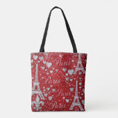 Paris Romance Eiffeltoren & Harten Tote Bag (Achterkant)