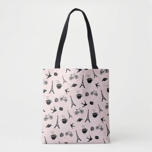Paris Romance Patterned Tote Bag (Voorkant)