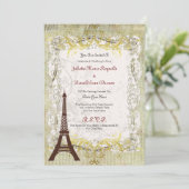 Paris Romantic  Style Wedding Kaart (Staand voorkant)