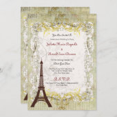 Paris Romantic  Style Wedding Kaart (Voorkant / Achterkant)