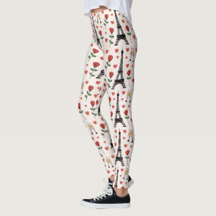Paris Romantiek Eiffeltoren Harten & Rozen Yoga Leggings