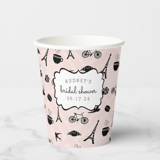 Paris Romantisch Bruidsfeest Papieren Bekers (Voorkant)