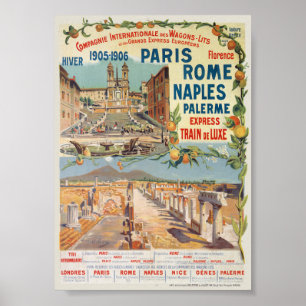 Paris Rome Napels Vintage Poster 1905