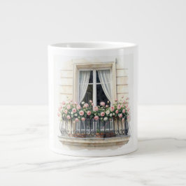 Paris Roos Balkon Aquarel  Grote Koffiekop