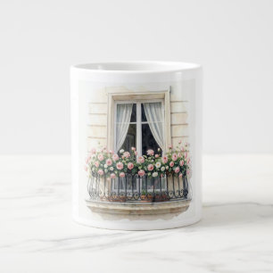 Paris Roos Balkon Aquarel  Grote Koffiekop