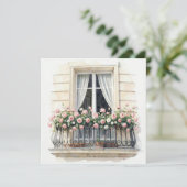 Paris Roos Balkon Aquarel Kaart (Staand voorkant)