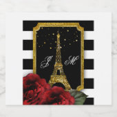 Paris Roos Eiffeltoren witte streep Sparkling Wijnetiket (Enkel label)