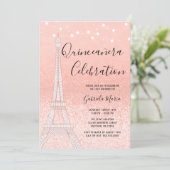 Paris Roos Gold Glitter Lights Quinceañera Kaart (Staand voorkant)