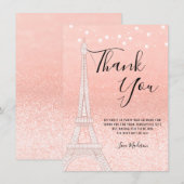 Paris Roos Gold Glitter Lights Sweet 16 Bedankkaart (Voorkant / Achterkant)