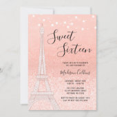 Paris Roos Gold Glitter Lights Sweet 16 Kaart (Voorkant)