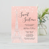 Paris Roos Gold Glitter Lights Sweet 16 Kaart (Staand voorkant)