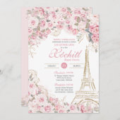 Paris Roos Tuin Bloesem Roze Blush Quinceanera Kaart (Voorkant / Achterkant)