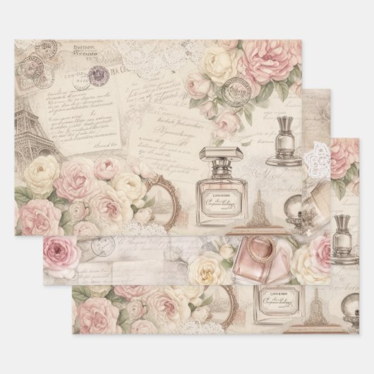 Paris Rose Vintage Inpakpapier Set Vel (Set)