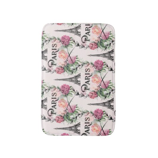 Paris  Roses Bath Rug Badmat (Voorkant Verticaal)