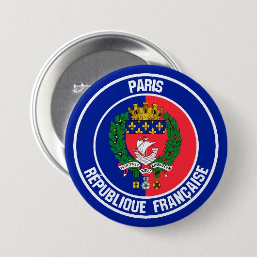 Paris Round Emblem Ronde Button 7,6 Cm (Voorkant /achterkant)