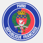 Paris Round Emblem Ronde Sticker (Voorkant)